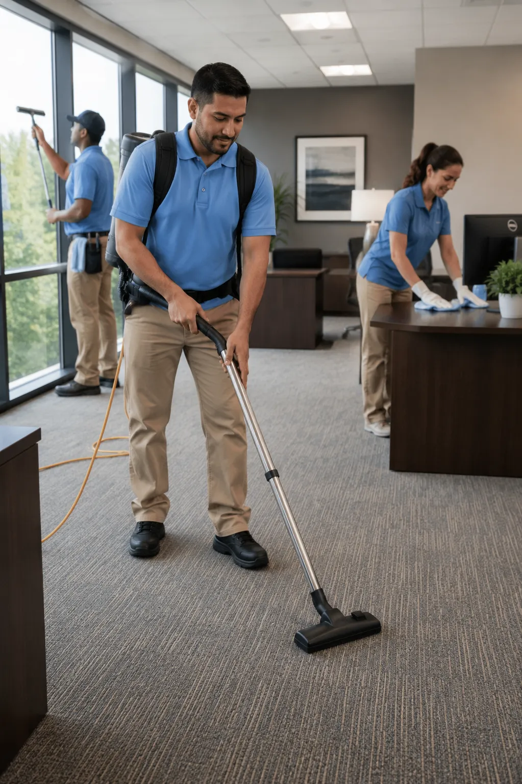 Saenz Cleaning Service team cleaning an office space